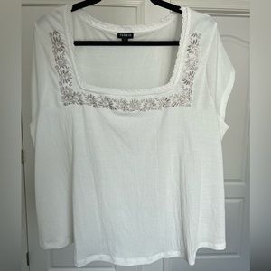 TORRID Embroidered Cap Sleeve Top | Ivory| size 2